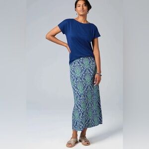 J. Jill-Blue Majestic Medallion Patterned Viscose Skirt